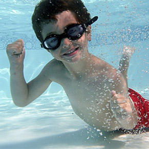 Boy swimming underwater